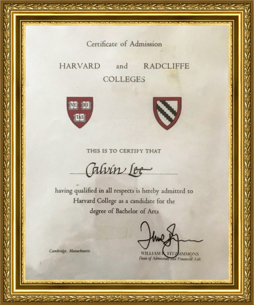 My Harvard Admissions Certificate Modesto Kybella